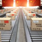 Boxes labeled Made in China on conveyor belt
