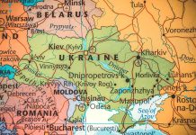 Map showing Ukraine and surrounding countries