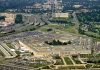 Aerial view of the Pentagon building and surrounding area