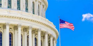 US Capitol building with American flag flying