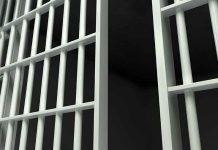 Close-up of prison cell bars