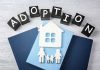 Adoption blocks books house and family paper cutouts
