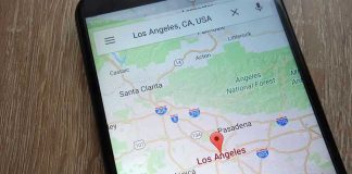 Partisan War: Indiana Strikes Back Against California Smartphone displaying map of Los Angeles California