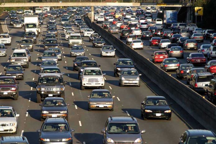 2916753 Heavy traffic on a multi lane highway