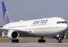 United Airlines plane on the runway