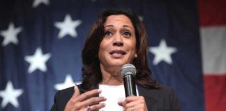 Clooney DESTROYS Harris — Democrats In Chaos Woman speaking with microphone American flag background