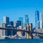 Brooklyn Bridge with Manhattan skyline in the background