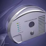 A carbon monoxide alarm with indicator lights and a sleek design