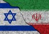 Iran-Israel War Erupts Israeli and Iranian flags divided by a cracked line.