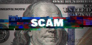 Swalwell Caught: Misusing Office for AI Profits? Scam text overlaid on distorted 100 dollar bill