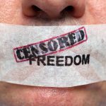 California First Lady Wants Jordan Peterson BANNED Close-up of a persons mouth covered with tape that reads CENSORED FREEDOM