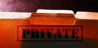 Timeline Twist Fuels AOC Rumors file folders labeled for patient health records marked private