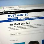 Computer screen showing an FBI Most Wanted webpage