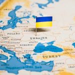 Loan Loophole Turbocharges Ukraine’s Air Shield Ukraine flag pin on a map of Eastern Europe