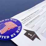 I Voted by Mail sticker on absentee ballot application form