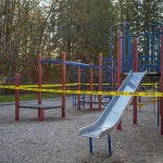 Parental Rights Showdown Explodes In New Jersey Playground equipment wrapped with caution tape