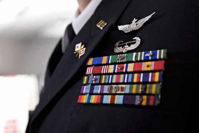 shutterstock_31093093-1 Military dress uniform with medals and ribbons