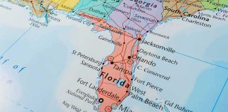 Map of Florida and surrounding regions