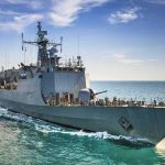naval warship cruising on open sea