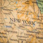 Map of New York state with cities and geographic features