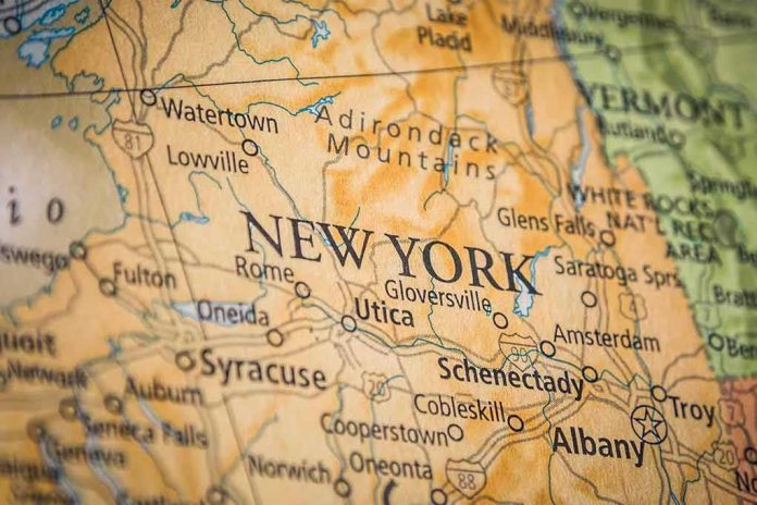 Map of New York state with cities and geographic features