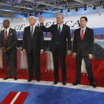 Group of politicians on a debate stage