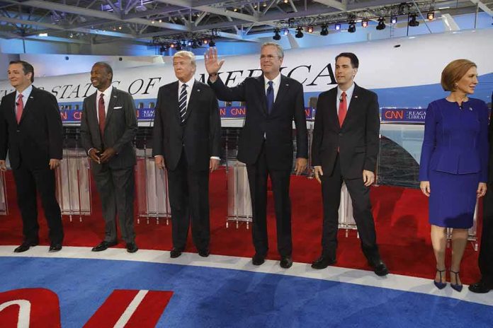 Group of politicians on a debate stage
